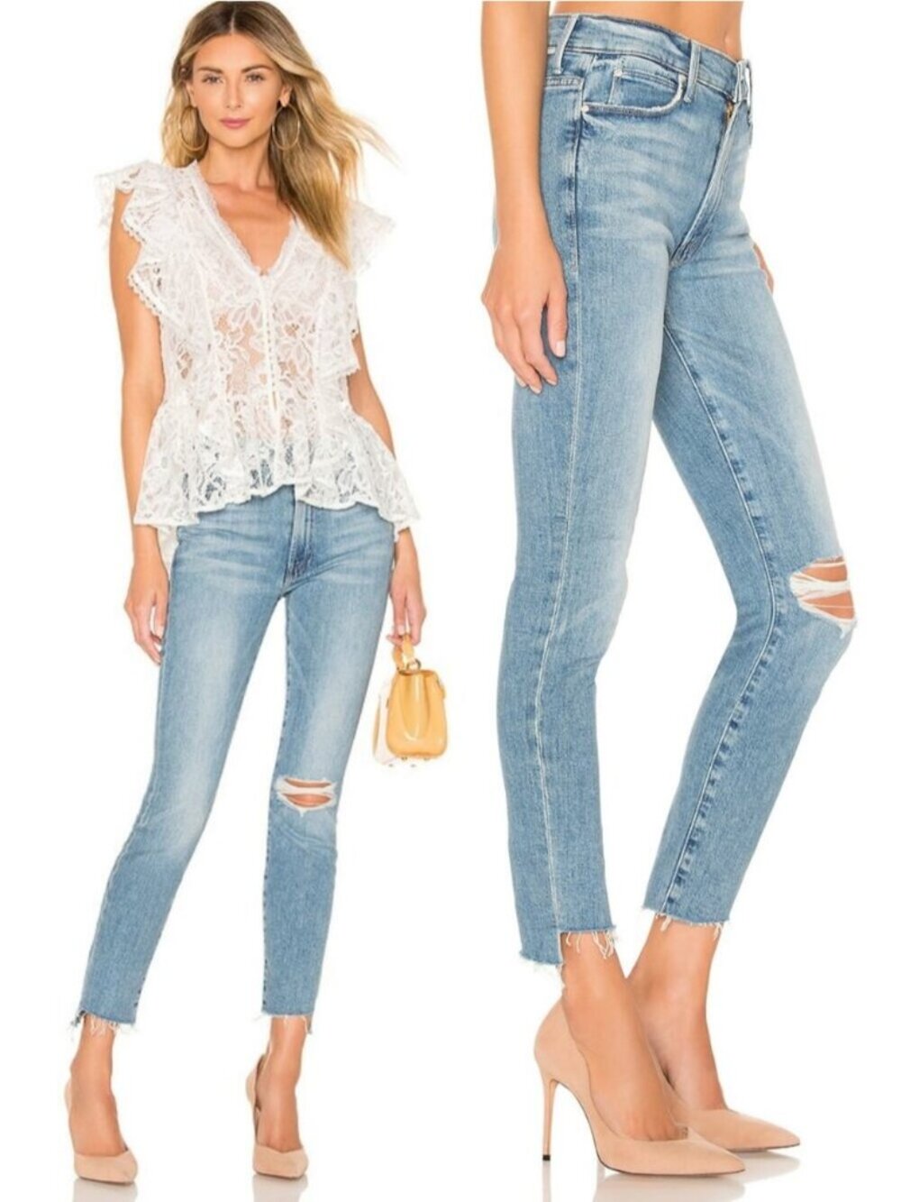 MOTHER The Stunner Ankle Step Fray Jean Size 29 Exposed Secret Sister